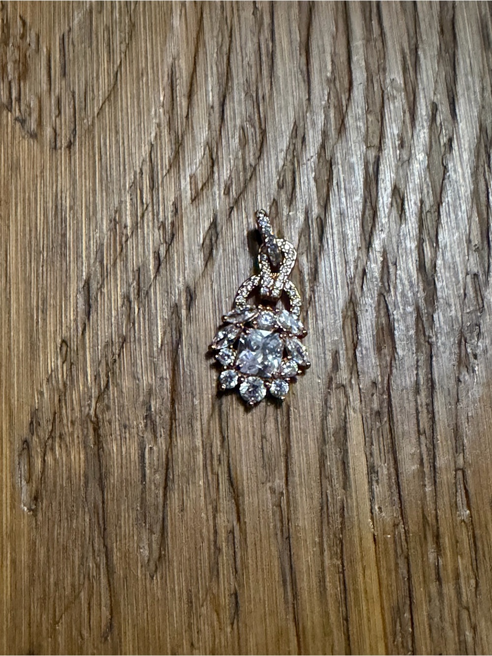 Rose Gold Floral Crystal Pendant Necklace Charm